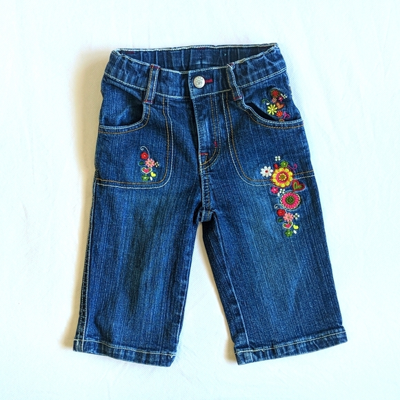children's place floral embroidered cropped denim jeans 3T girls - Picture 2 of 10